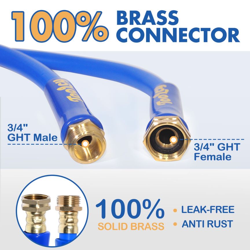 Garden Hose 5/8 in x 50 ft, Water Hose Heavy Duty, Lightweight, All-weather, Durable Gardening Hose with Swivel Male & Female Fittings for Yard, Outdoor, Lawn