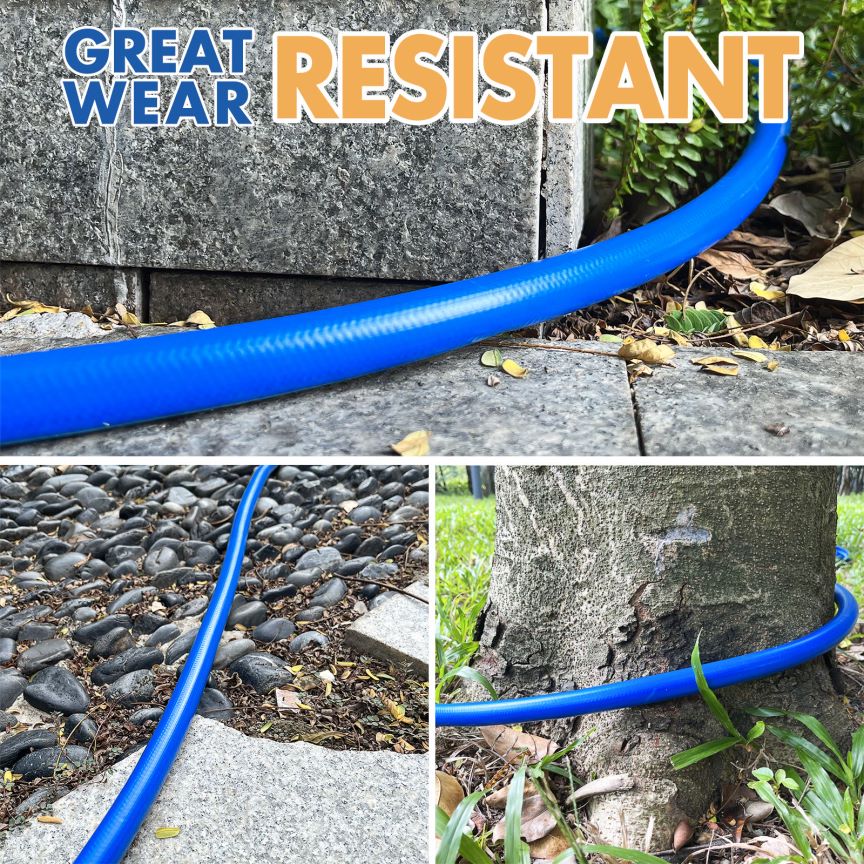 Garden Hose 5/8 in x 50 ft, Water Hose Heavy Duty, Lightweight, All-weather, Durable Gardening Hose with Swivel Male & Female Fittings for Yard, Outdoor, Lawn