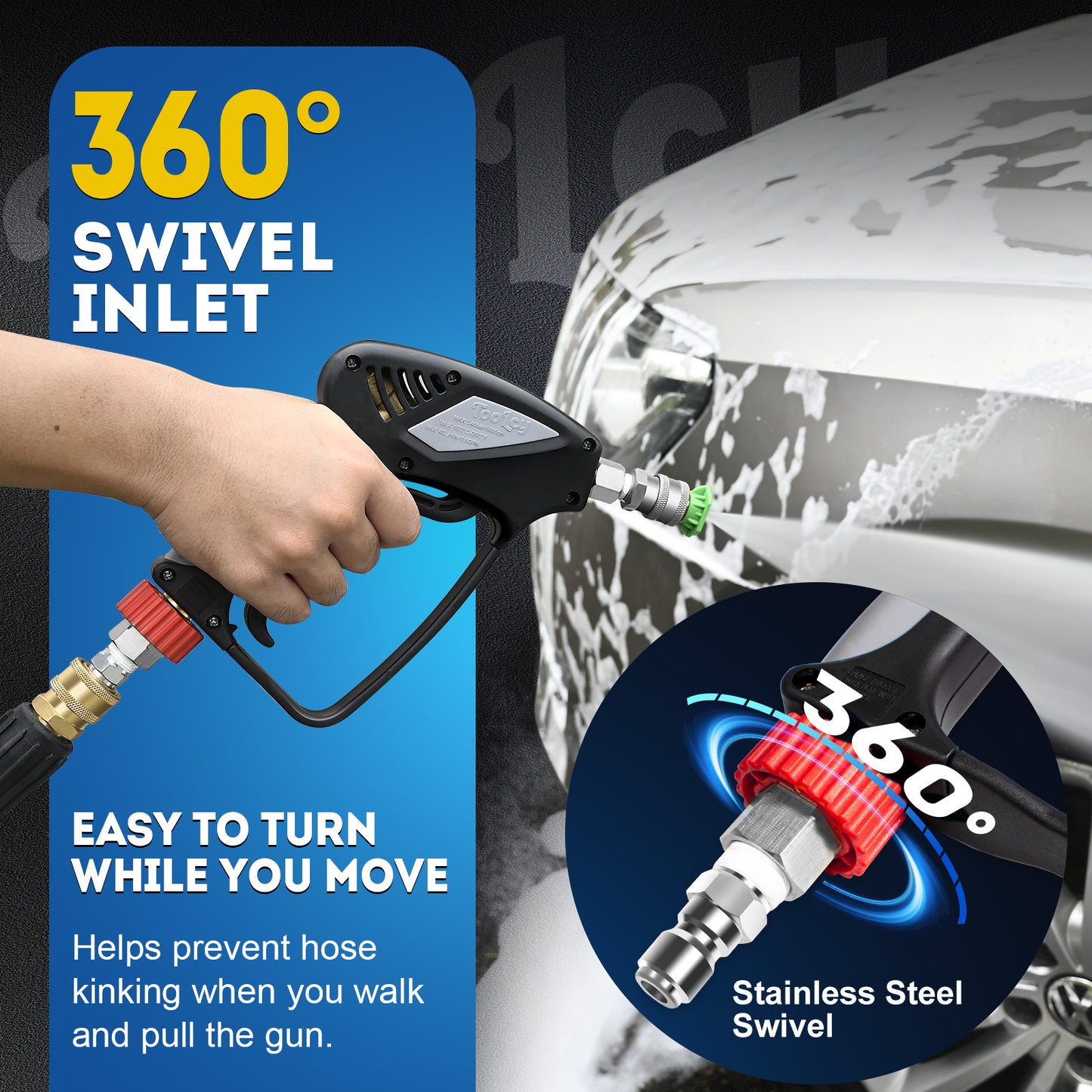5000 PSI Pro Short Pressure Washer Gun (Stainless Steel)