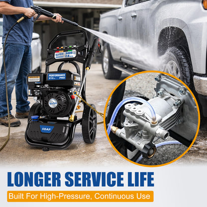TOOLCY Gas Pressure Washer 3400 PSI 2.8 GPM, 30FT Pressure Washer Hose