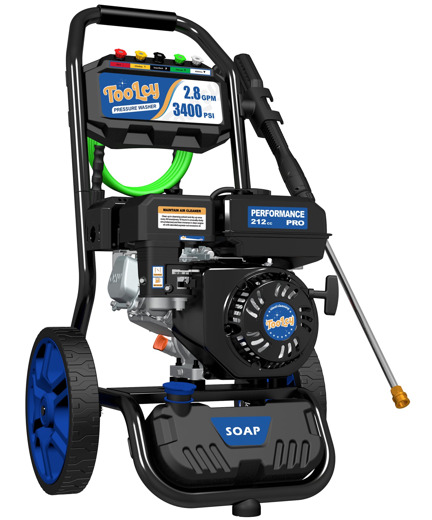 TOOLCY 3400 PSI Gas Pressure Washer, 2.8 GPM Gas Powered Power Washer, 35 FT Pressure Hose, Quick Connect Swivel Pressure Gun
