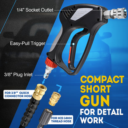 5000 PSI Pro Short Pressure Washer Gun (Stainless Steel)