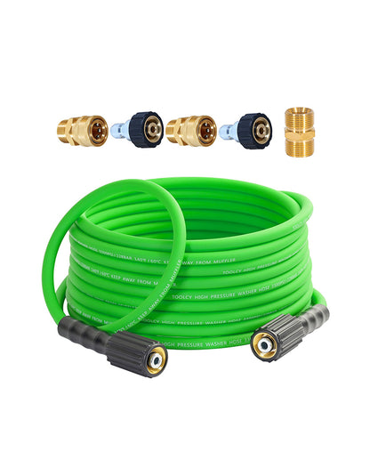 Flexible Pressure Washer Hose 3300 PSI 1/4 in. with 3/8" QC Kit (green)