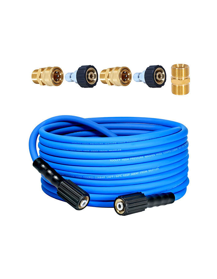 Flexible Pressure Washer Hose 3300 PSI 1/4 in. with 3/8" QC Kit (blue)