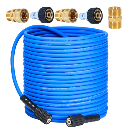 Flexible Pressure Washer Hose 3300 PSI 1/4 in. with 3/8" QC Kit (blue)