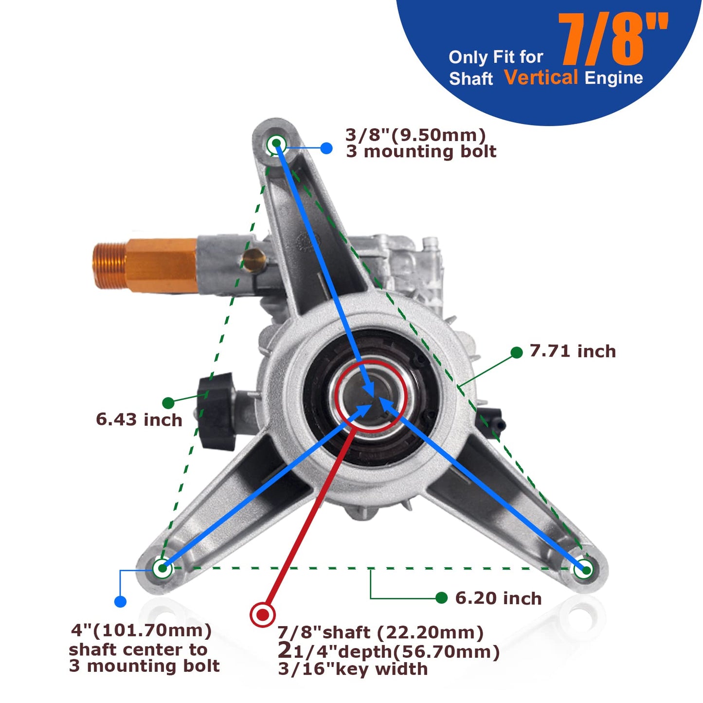 Axial Cam Pump 7/8" Shaft Vertical 3100 PSI 2.5 GPM