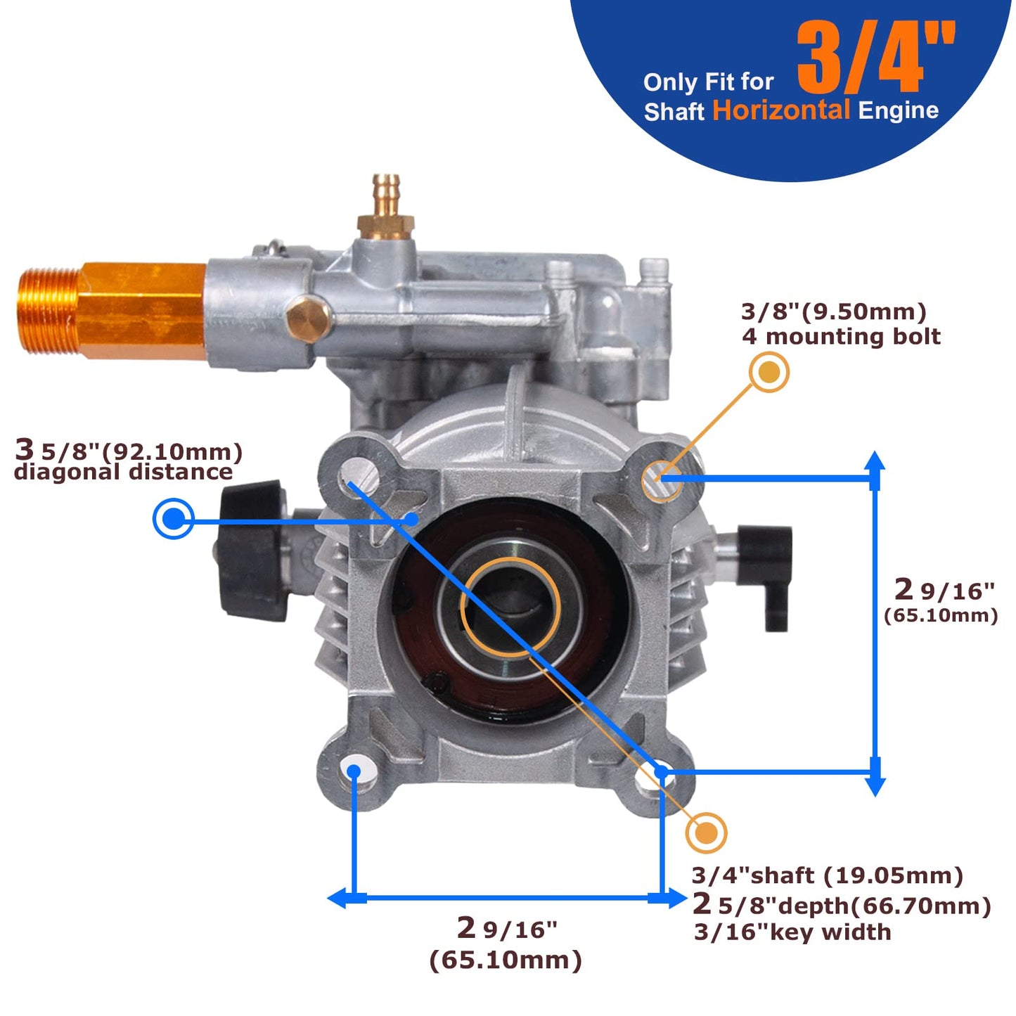 Axial Cam Pump 3/4" Shaft Horizontal 3100 PSI 2.5 GPM