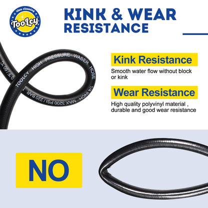 Kink Free Pressure Washer Hose 3300 PSI 1/4 in. (black)