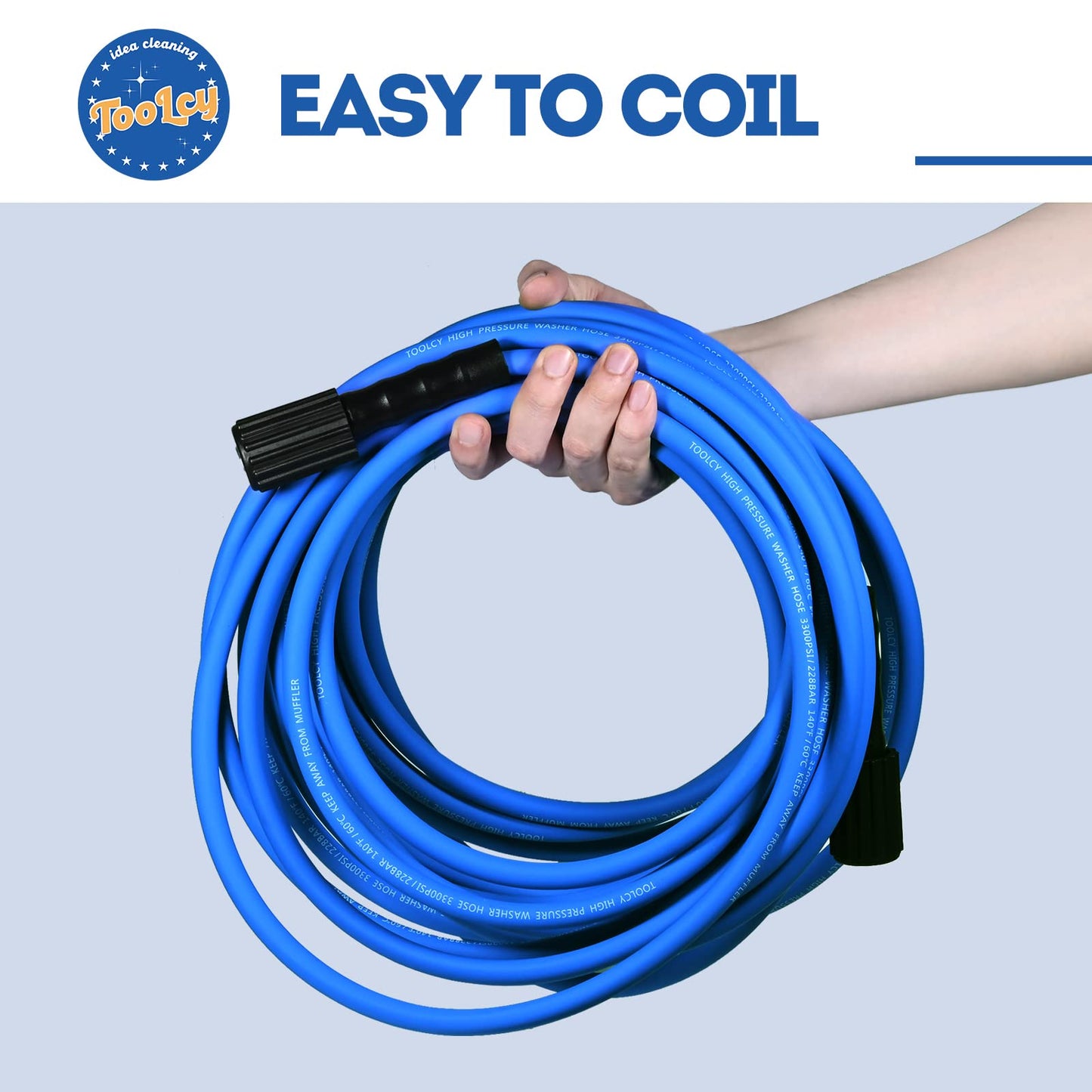 Flexible Pressure Washer Hose 3300 PSI 1/4 in. with 3/8" QC Kit (blue)