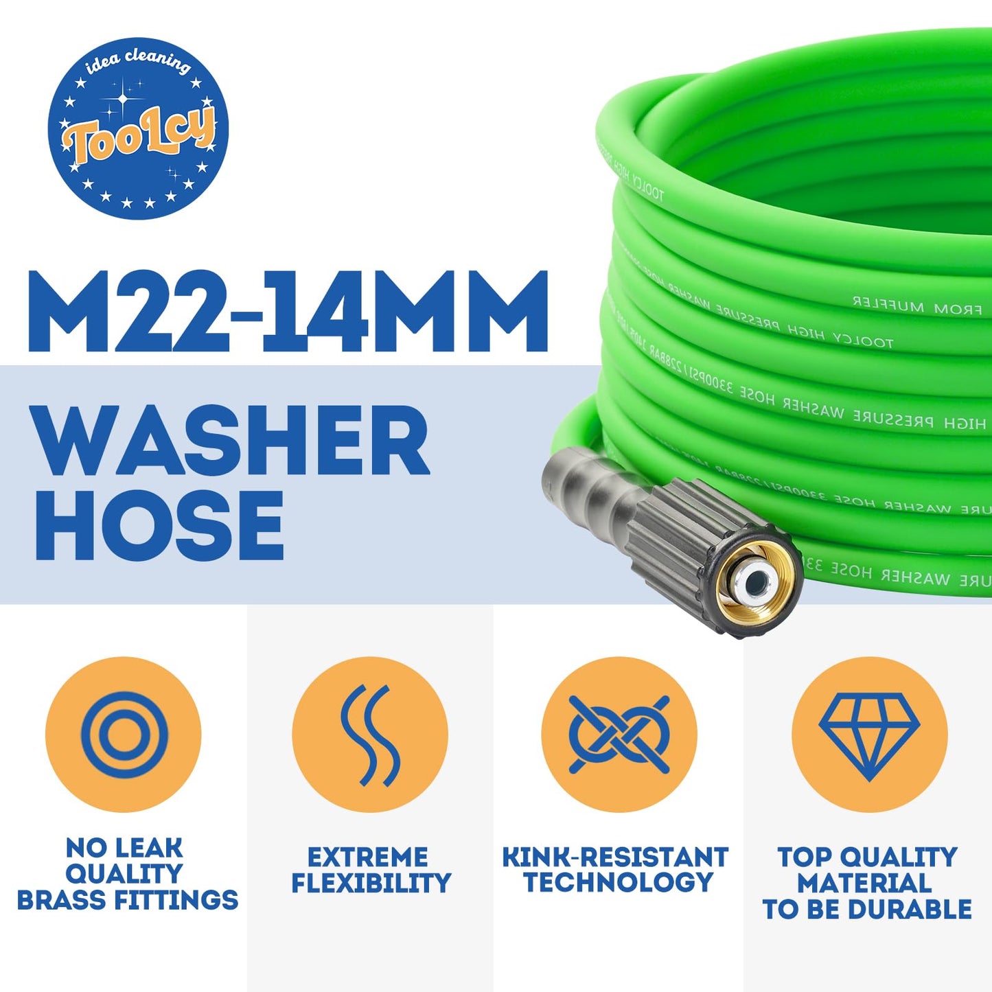 Flexible Pressure Washer Hose 3300 PSI 1/4 in. (green)