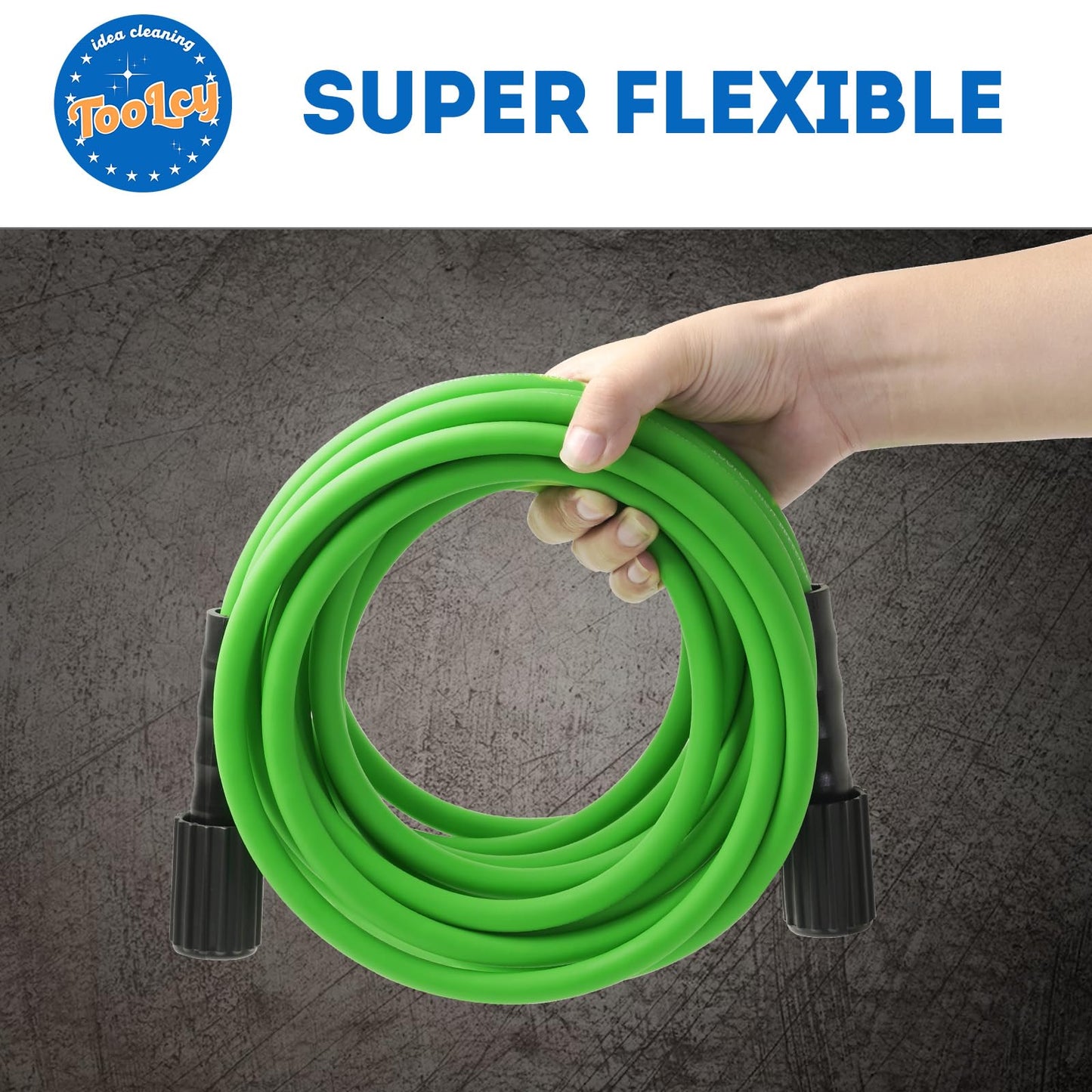 Flexible Pressure Washer Hose 3300 PSI 1/4 in. with 3/8" QC Kit (green)