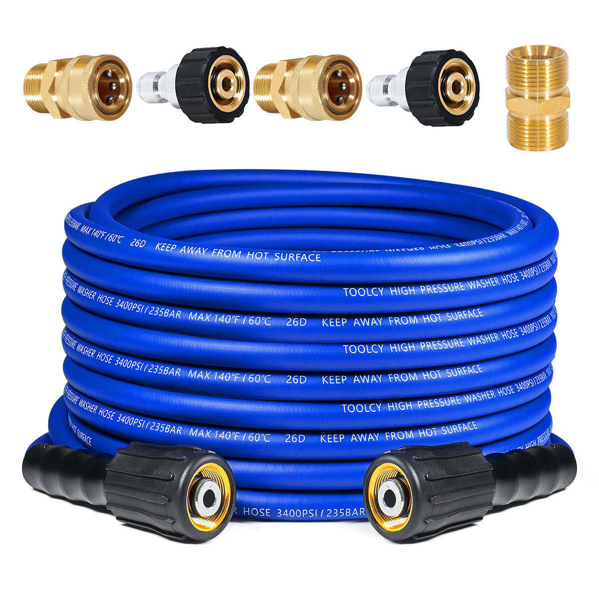 Flexible Pressure Washer Hose 3400 PSI 1/4 in. with 3/8" Quick Connect
