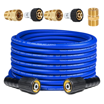 Flexible Pressure Washer Hose 3400 PSI 1/4 in. with 3/8" Quick Connect