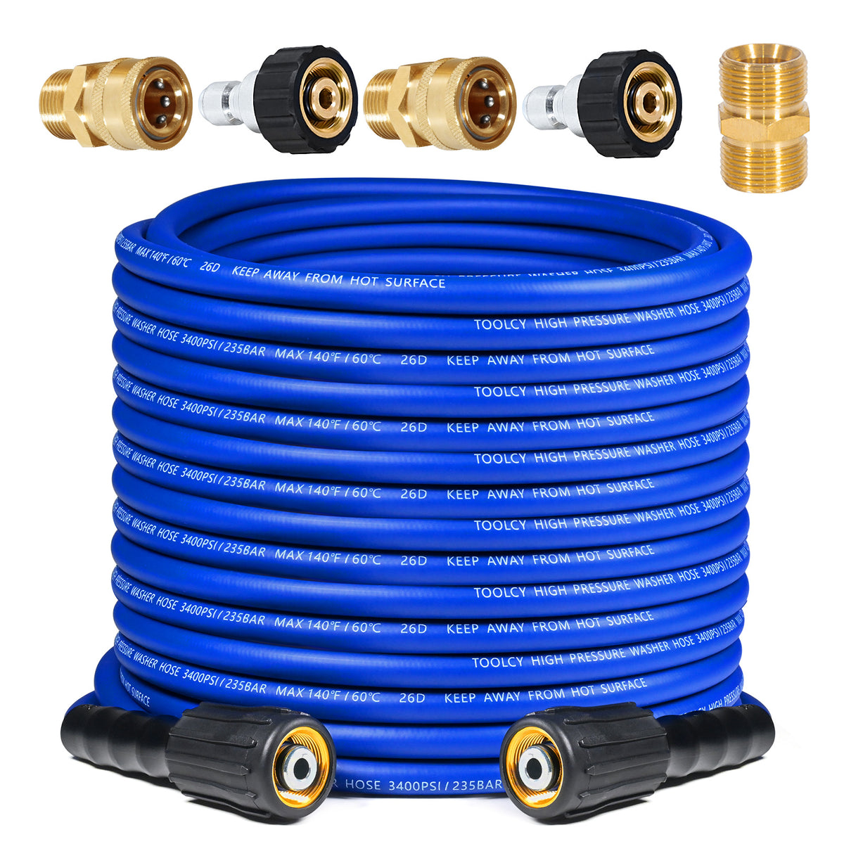 Flexible Pressure Washer Hose 3400 PSI 1/4 in. with 3/8" Quick Connect