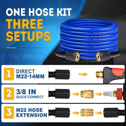 Flexible Pressure Washer Hose 3400 PSI 1/4 in. with 3/8" Quick Connect