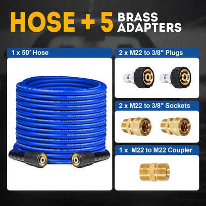 Flexible Pressure Washer Hose 3400 PSI 1/4 in. with 3/8" Quick Connect
