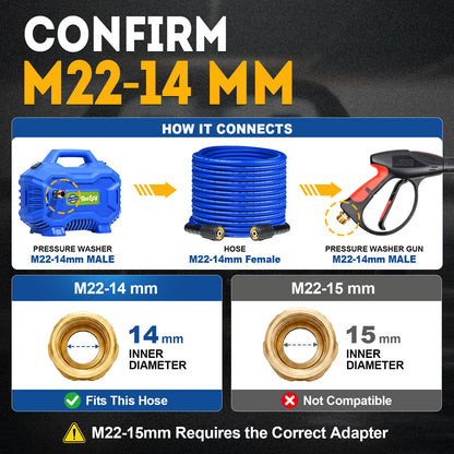 Flexible Pressure Washer Hose 3400 PSI 1/4 in. with 3/8" Quick Connect