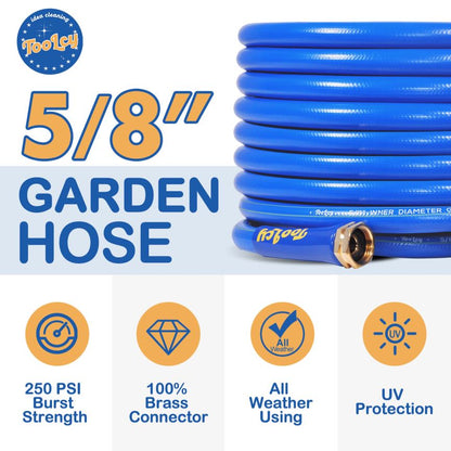 Garden Hose 5/8 in x 50 ft, Water Hose Heavy Duty, Lightweight, All-weather, Durable Gardening Hose with Swivel Male & Female Fittings for Yard, Outdoor, Lawn