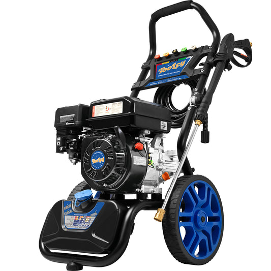TOOLCY 3400 PSI, 2.8 GPM Gas Pressure Washer with Pressure Washer Gun & Wand, 0.88GAL Soap tank, Flex Pressure Hose 30ft, 5 Nozzle tips, Heavy Duty Power Washer for Cars, Driveways, Patios WALM-TPW3609.WAL