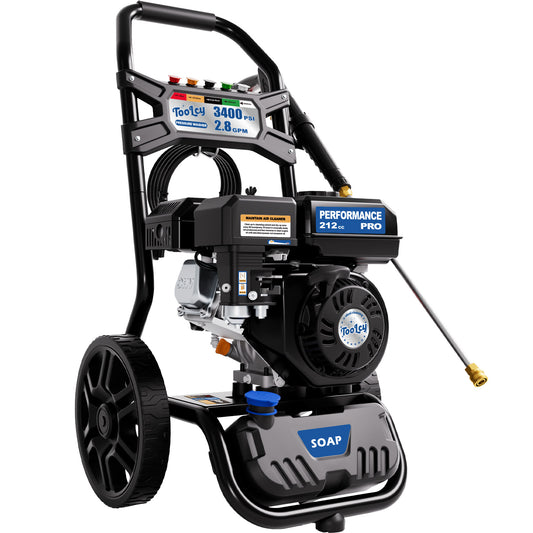 TOOLCY Gas Pressure Washer 3400 PSI 2.8 GPM, 212cc Engine Gas Powered Washer with Enhanced Pump, 30FT Pressure Washer Hose, Soap Tank, Pressure Gun & 5 Tips for Cars/Driveways/Homes/Patios