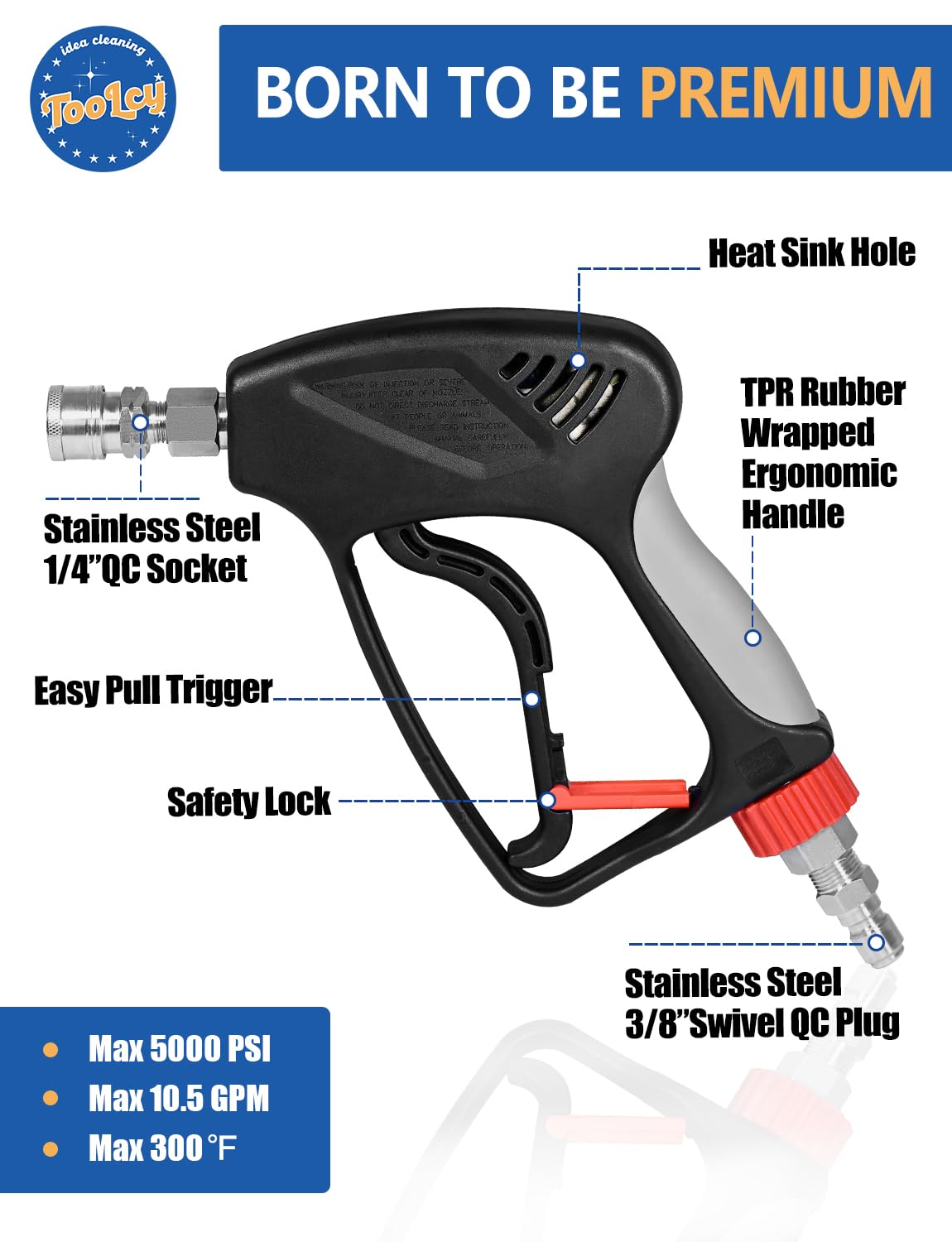 Stainless 5000 PSI Short Spray Gun