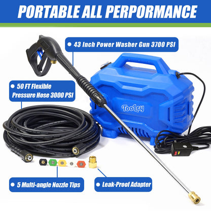 Car Pressure Washer Max 2030 PSI, Small Electric Power Washer, 50 FT Pressure Hose, Short Foam Gun with Adjustable Wand, 5 Nozzle Tips, Great to Wash Cars, RVs, Patios, Fences (V 3.0)