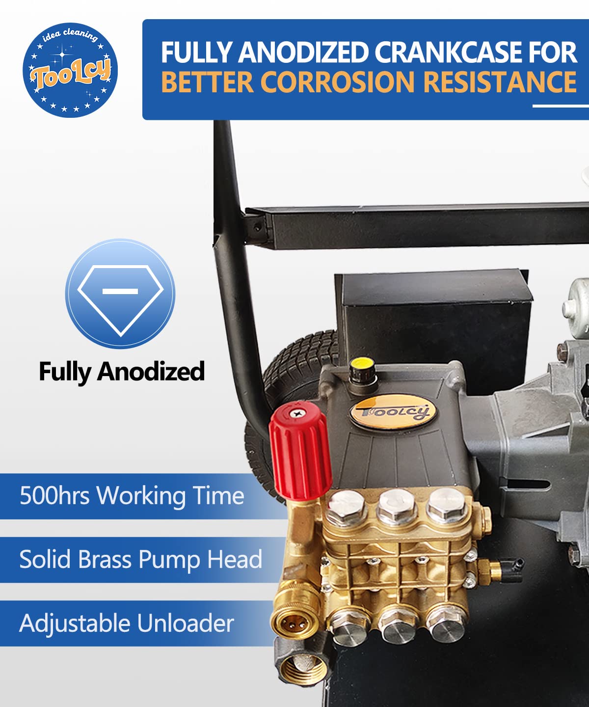 TOOLCY Pressure Washer Pump Max 4000 PSI 4.2 GPM, 1 Shaft Horizontal